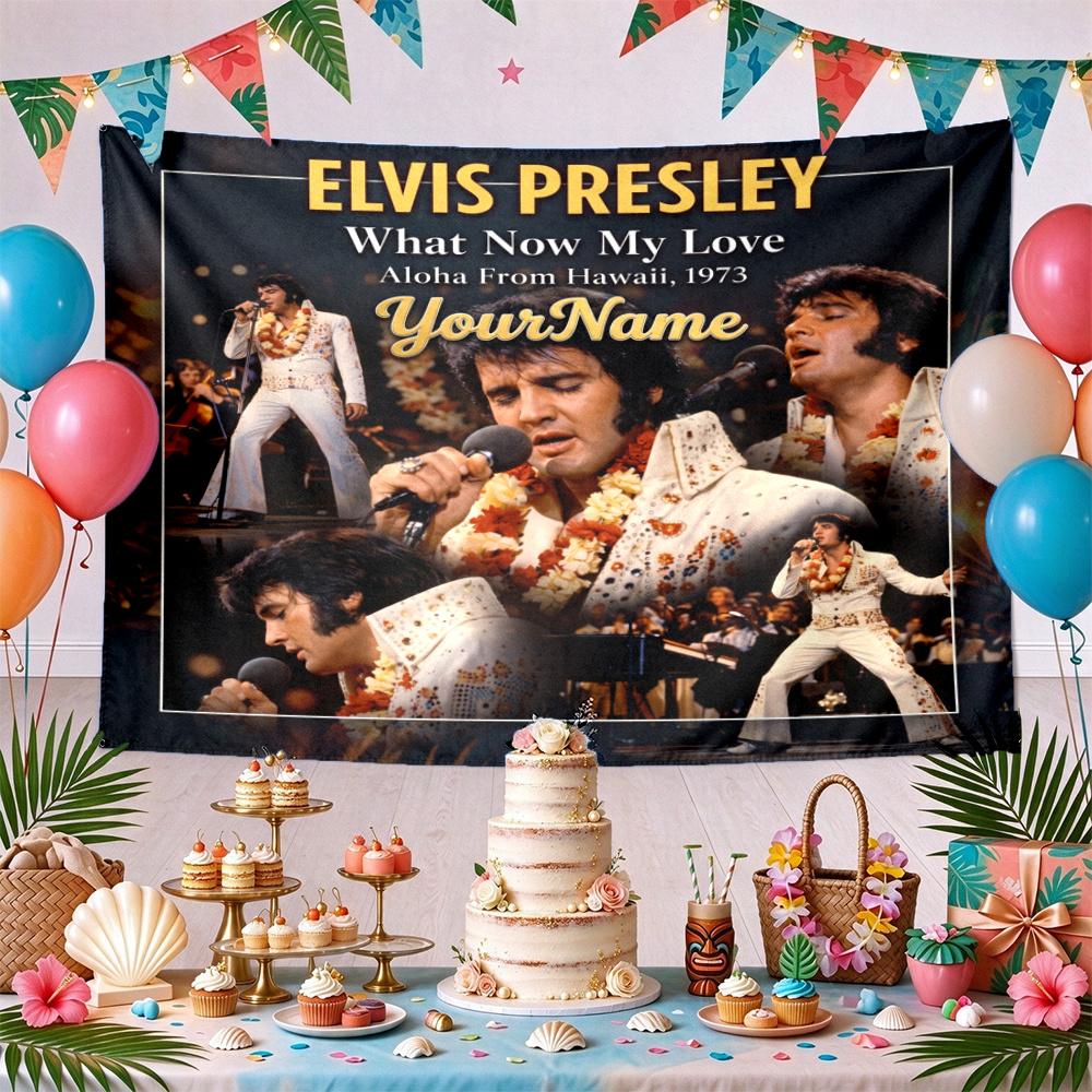 Elvis Custom Your Name Wall Decor Tapestry Art For Pet Memorial Birthday Wedding Party Backdrop Family Gift