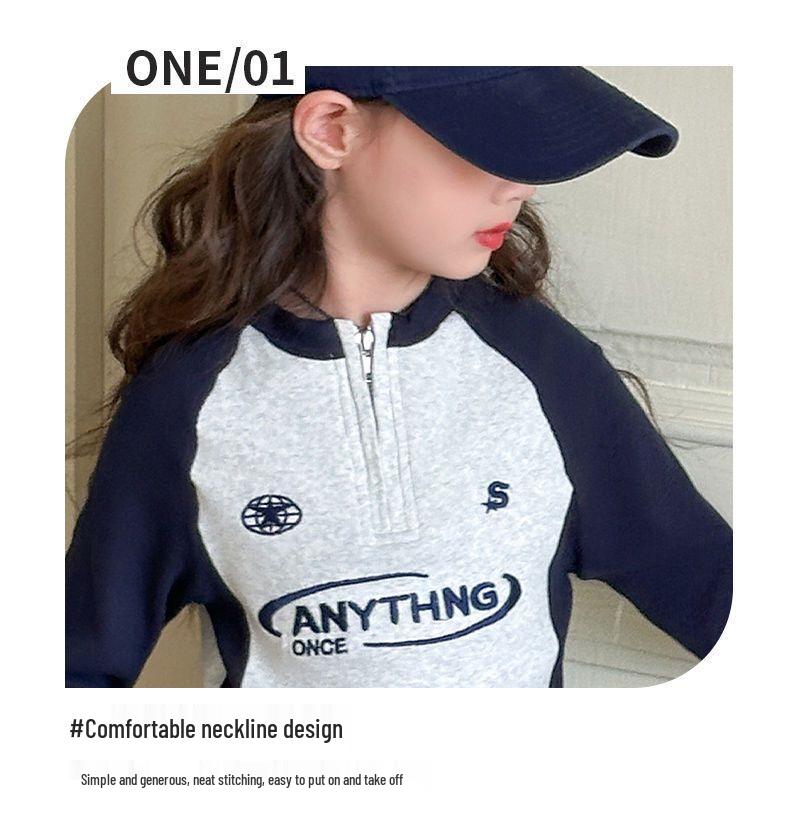 Хлопковая футболка с надписью для девочек 2025 года, облегающего кроя - Осенняя повседневная с длинным рукавом