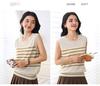 Женский летний полосатый хлопковый трикотажный жилет без рукавов - Модный топ, омолаживающий образ