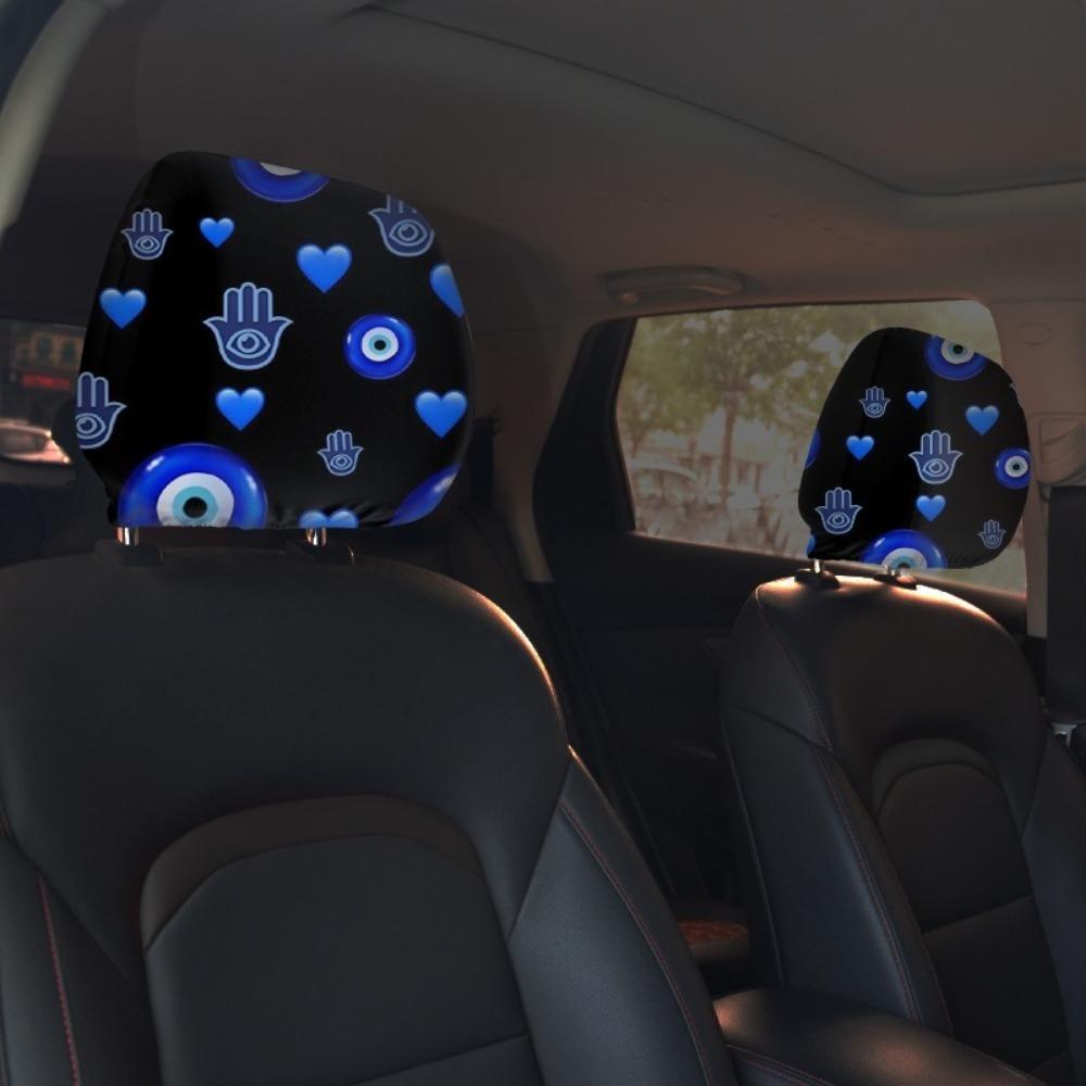 2PCS Colorful Dragon Pupil Car Headrest Covers Auto Interior Decoration Cover Gift for Car Lover