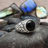 Statement Ring 925 Sterling Silver Natural Black Onyx Gemstone Handmade Engraved Wide Shank Men's Ring