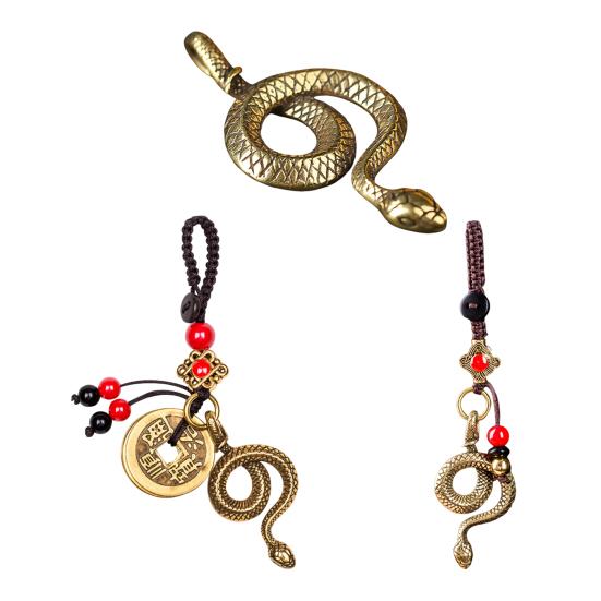 Брелок в стиле ретро в виде змеи, реалистичная резьба, кулон на удачу, китайский брелок на год змеи 2025, сумки, аксессуары для одежды