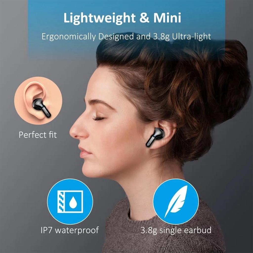 Беспроводные наушники-вкладыши Bluetooth-наушники 5.3 40H Наушники Басовые стереонаушники с микрофоном и шумоподавлением Наушники-вкладыши USB-C со светодиодным дисплеем IP7 Водонепроницаемый спорт