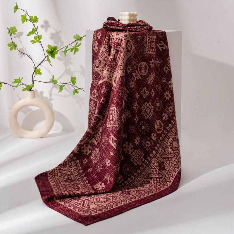 Double-sided Silk Wool Scarf Shawl Non-Heritage Warm Sun Protection Elegant Square