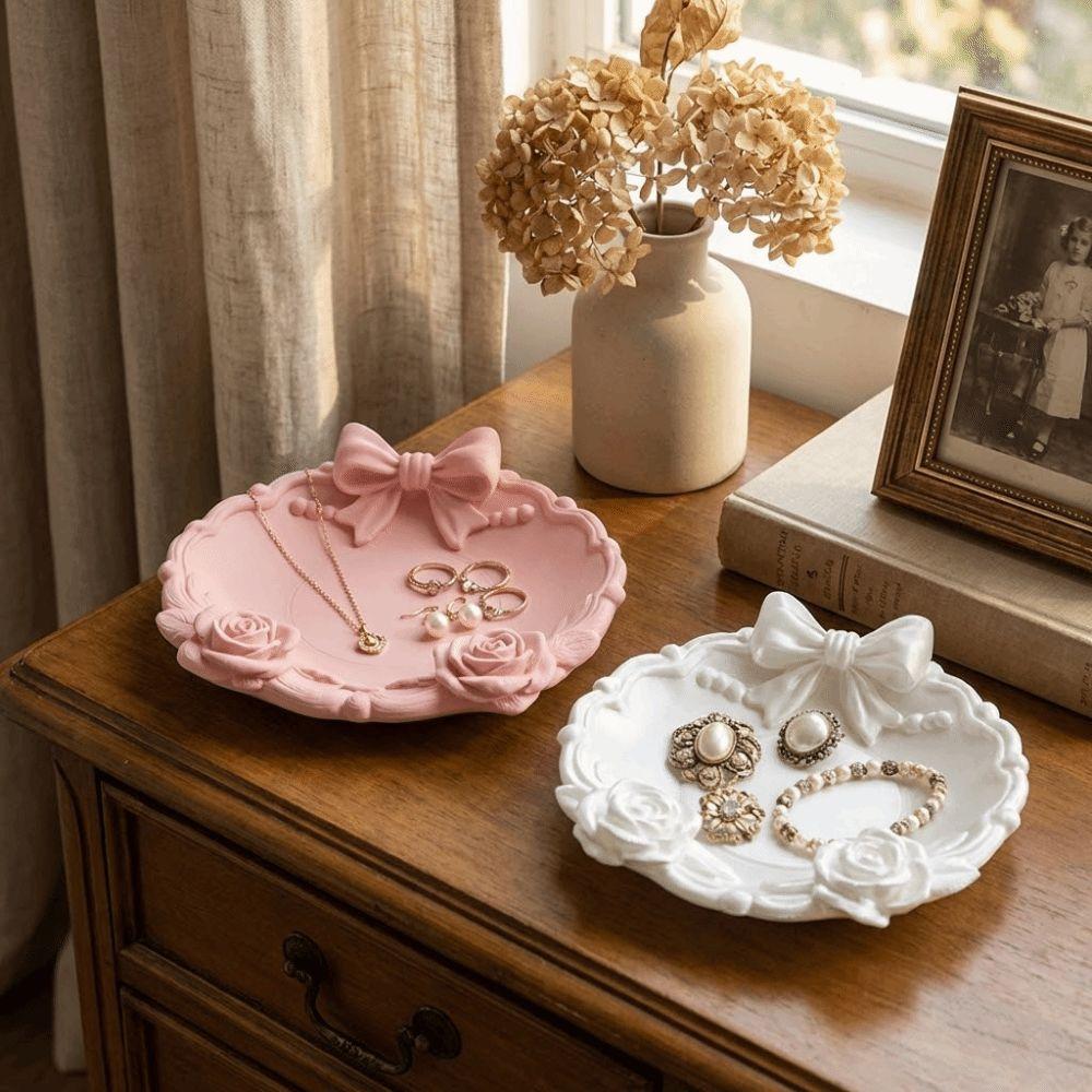 Smooth Surface Bow-Shaped Jewelry Dish Wavy Edge 3D Printed Tray  Desk Office Table