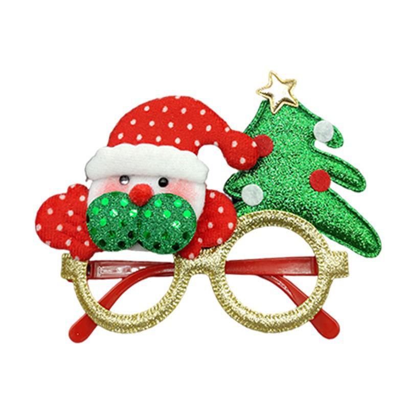 Рождественские мультяшные очки — подарки для взрослых и детей с изображением Санты, снеговика и рогов оленя