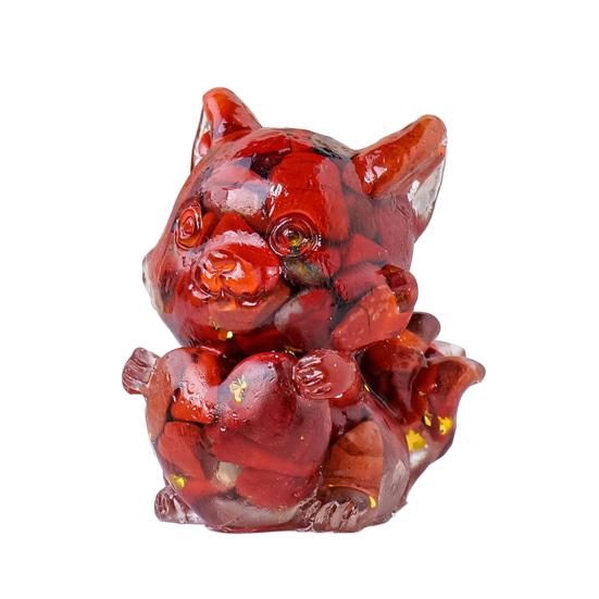 Фигурка лисы из натурального камня с девятью хвостами, позитивная целебная энергия, вырезанная вручную, цветная, искусственная хрустальная статуэтка в виде сердца любви, животное