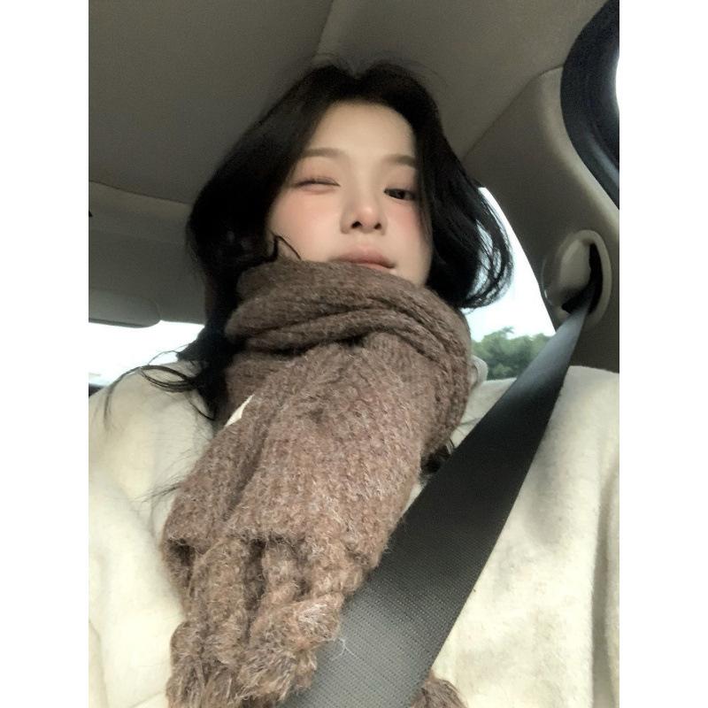 Шарф для женщин Шерстяной Мягкий Вязаный Толстый Шерстяной Студенческий Зимний Теплый Шарф с Улиткой Синий Плетеный Кисточки Шарф для мужчин