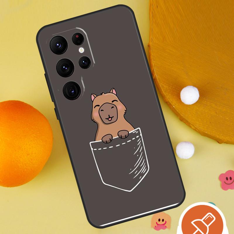Cute Cartoon Capybara Phone Case For Samsung Galaxy S25 Ultra S24 S23 S22 S21 Ultra S9 S10 Plus S20 FE Funda Cover