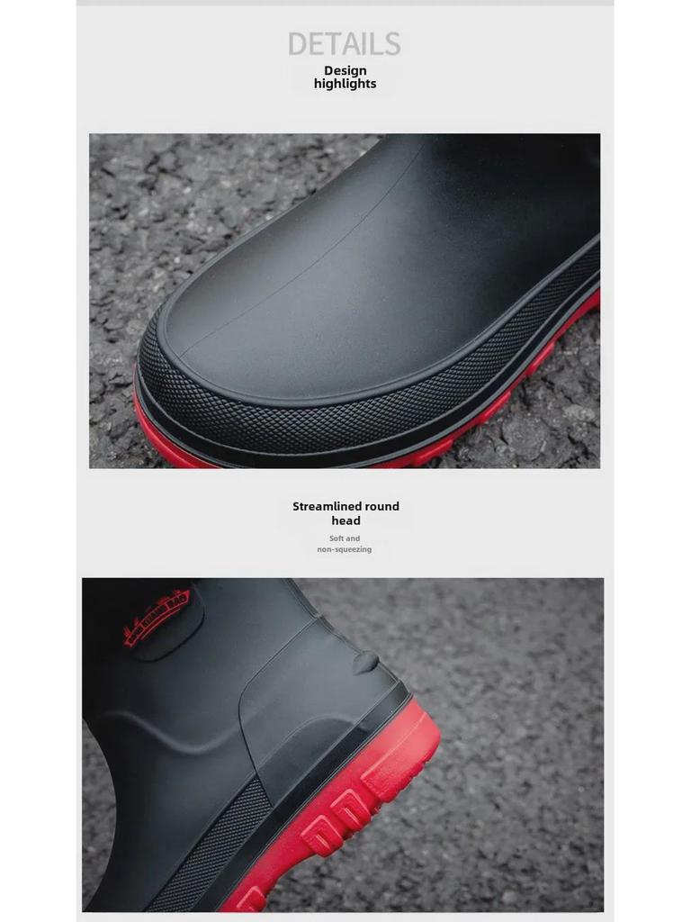 Мужские водонепроницаемые нескользящие модные резиновые сапоги средней высоты