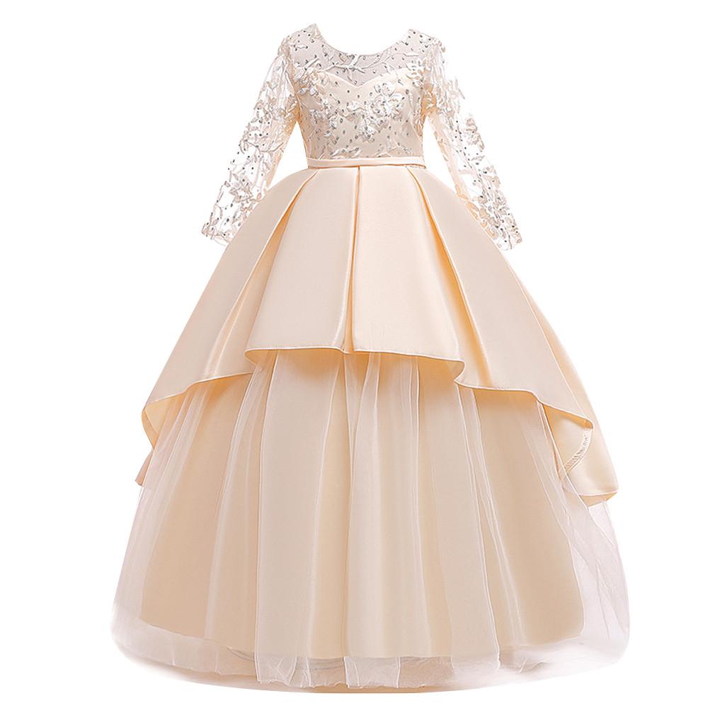 Детское кружевное тюлевое платье принцессы с бантом для девочек на свадьбу, одежда