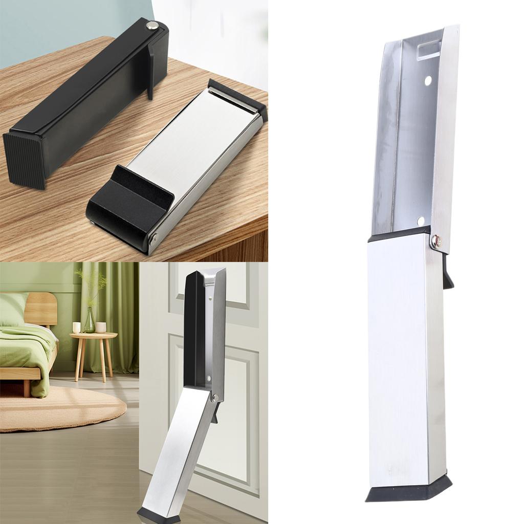 Adjustable Steel Door Stopper Non Punch Designs Metal Door Stop with Rubber Tip Quick Installation for Gap Doors