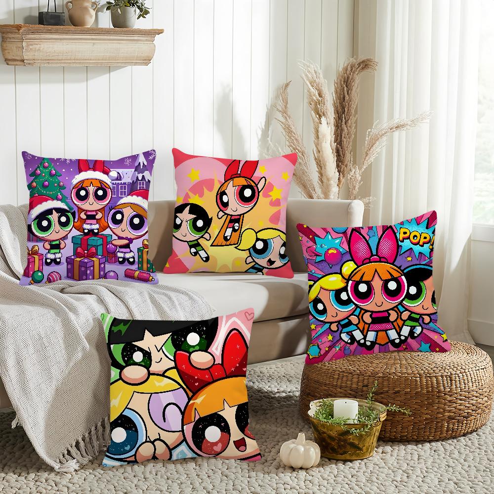 Мультяшная Наволочка для Подушки Powerpuff Girls Чехол для Домашней Подушки Подходит для Офиса Дивана Машины Подходит для Всех Сезонов