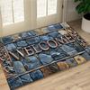 Welcome Cobblestone Carpet 3D Stone Pattern Rug for Home Outdoor Decor Perfect for Entrance Living Room Bathroom Balcony Mat
