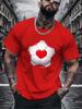 Men Summer Oversized T Shirt Love Heart Football Print Casual Short Sleeve Loose Streetwear Fashion Male Sports Daily Top