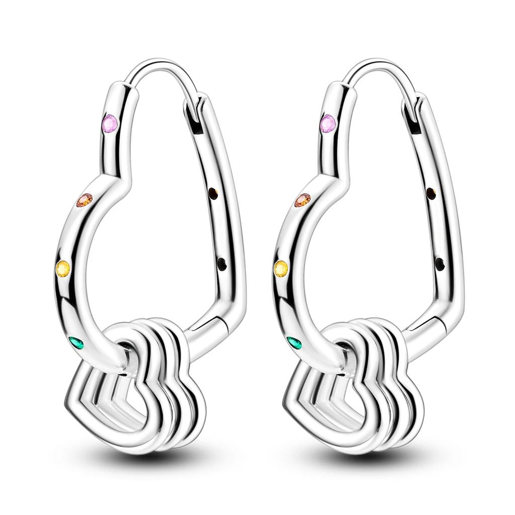 Original 925 Sterling Silver Women Hoop Earrings High Quality Shine Zircon U Shaped Classic Style Earring for Women Jewelry Gift
