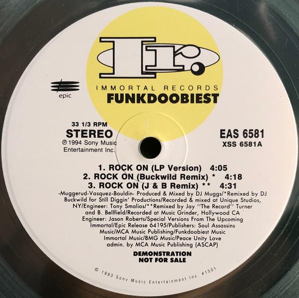 12-дюймовая пластинка FUNKDOOBIEST - Rock On EAS6581 Immortal Record 1994 США Рэп и Хип-хоп/R&B Б/У