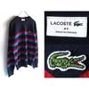 Б/у Хорошее состояние Сделано во Франции LACOSTE AH6788 Нашивка с логотипом-крокодилом Свитер с воротником-стойкой из органического хлопка Вязаный FR:3 США:S Темно-синий Синий Красный