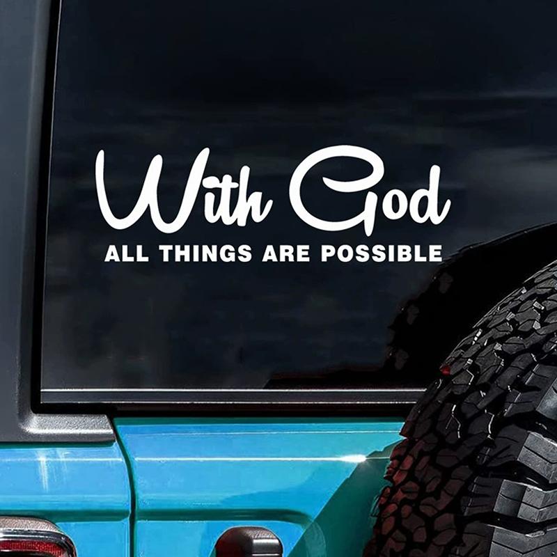 With God All Things Are Possible Car Sticker Waterproof Vinyl Decal Car Accessories Decor