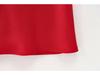 2025 Spring Women's European & American Style Silk Satin Red Heart Neckline Midi Dress