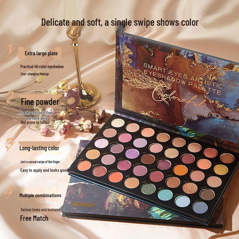 Палетка теней для век в 40 оттенках земли: Матовые, мерцающие и глиттерные оттенки для стойкого, универсального макияжа