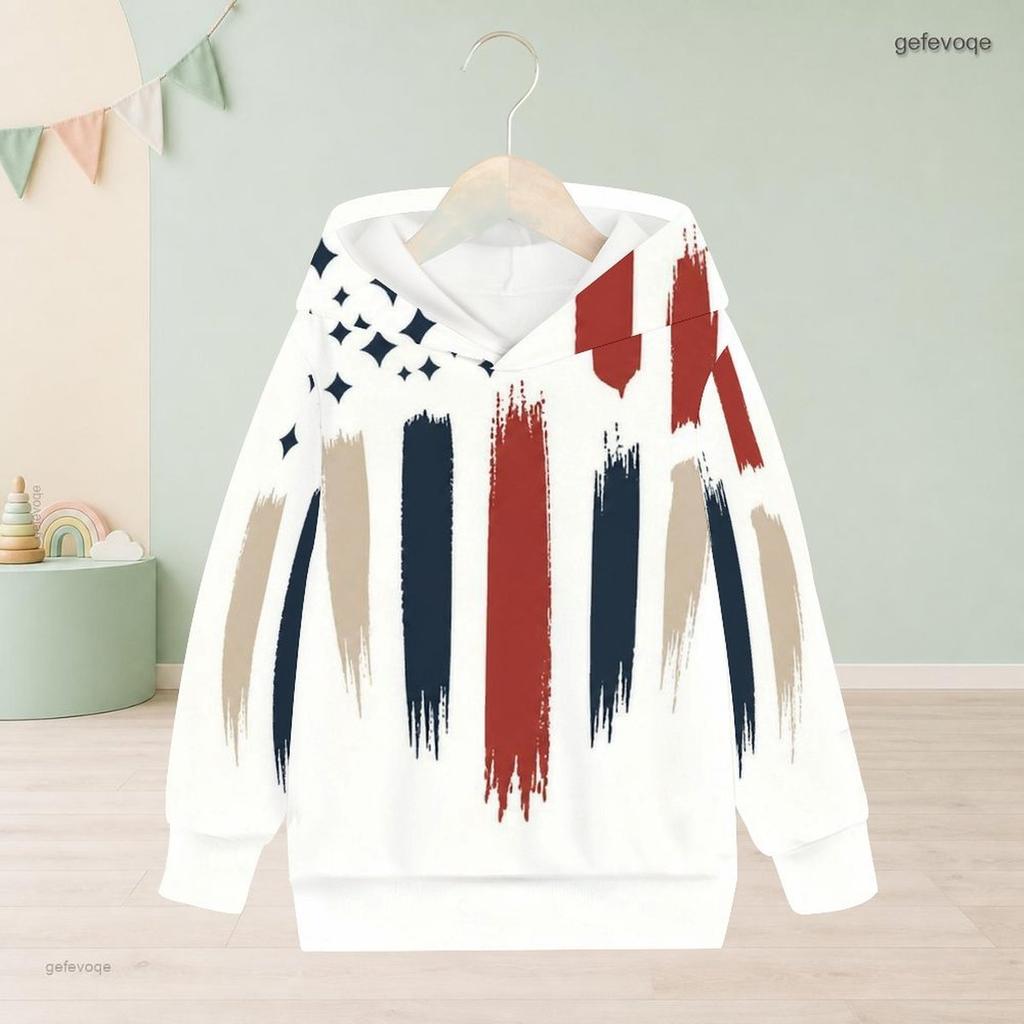 Girls Long Sleeve Hoodie Abstract Printed Casual Pullover Sweatshirt