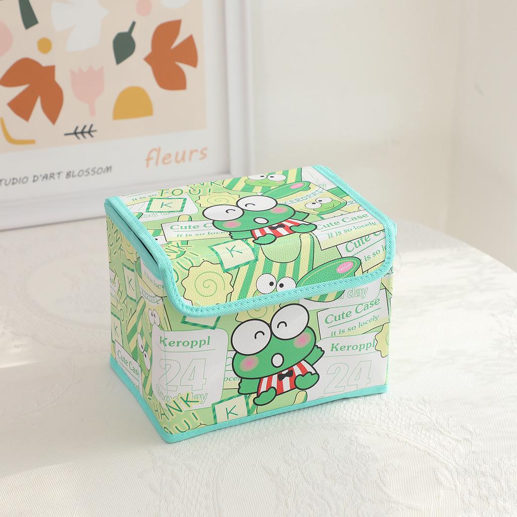 Hello Kitty Kuromi Cinnamoroll Melody Grid Pattern Foldable Flip Storage Box For Bedroom And Study