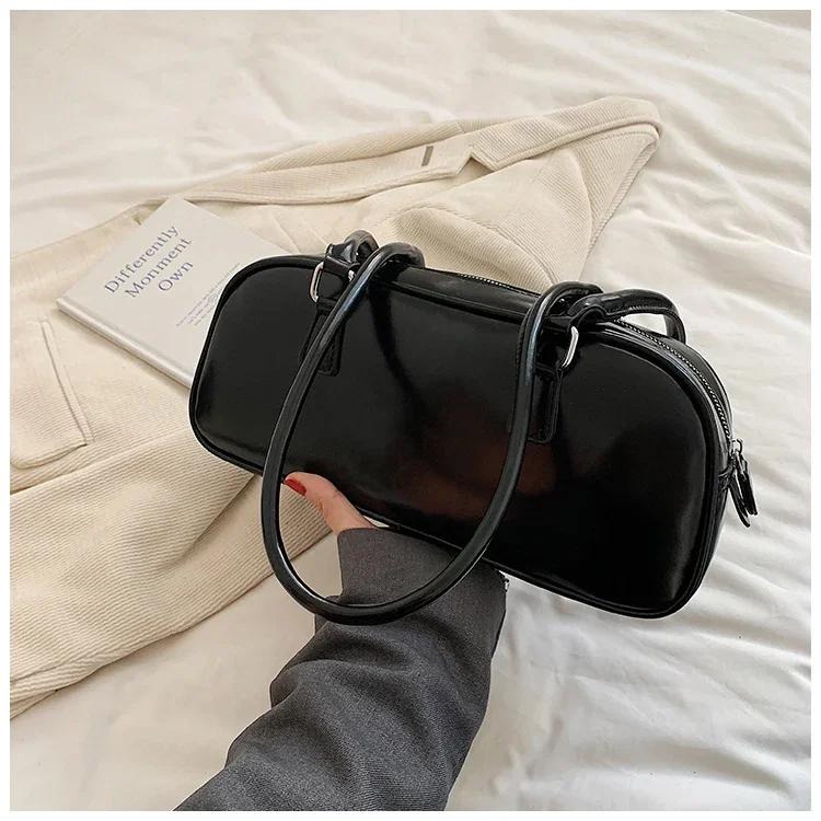 Solid Zipper Fashion Pu Shoulder Bag High Quality High Capacity Simple Trend Young Light Luxury Women's Bag