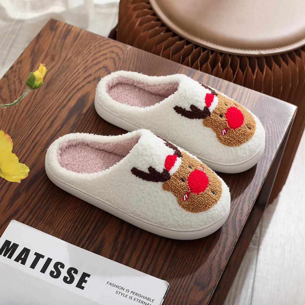 Christmas Grinch Cotton Slippers for Men & Women - Cozy Winter Furry Footwear