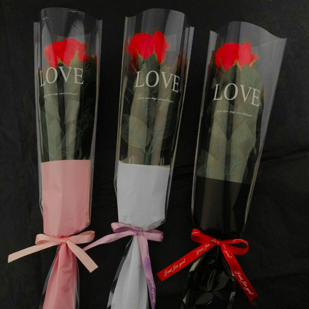50Pcs Single Flower Flower Wrapping Bag Love Single Rose Sleeves New Bouquet Wrapper Party Supplies