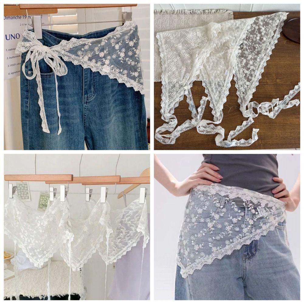 Floral Printed Lace Triangle Scarf Embroidered Embroidered Flower Scarves Butt Curtain  Party