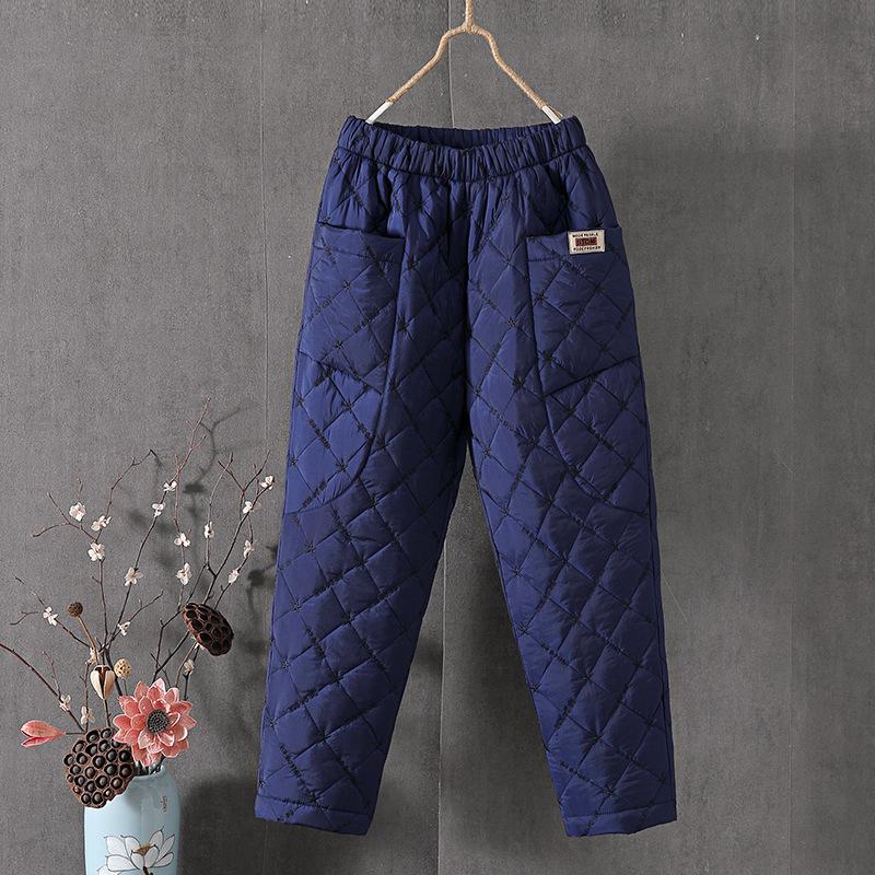 Зимние женские свободные и повседневные брюки, утепленные толстые брюки, водонепроницаемые лыжные брюки, повседневные эластичные стеганые брюки с высокой талией для снега