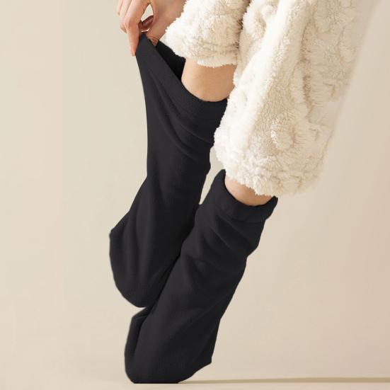 1 пара спальных носков, однотонные двухсторонние флисовые женские носки, высокоэластичные, дышащие, теплые носки-подкладки