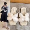 Fashion Fur Women Slippers Designer Autumn Winter Open Toe Wool Comfort Warm Shoes Fashion Flat Casual Outdoor Leisure Dress Slippers