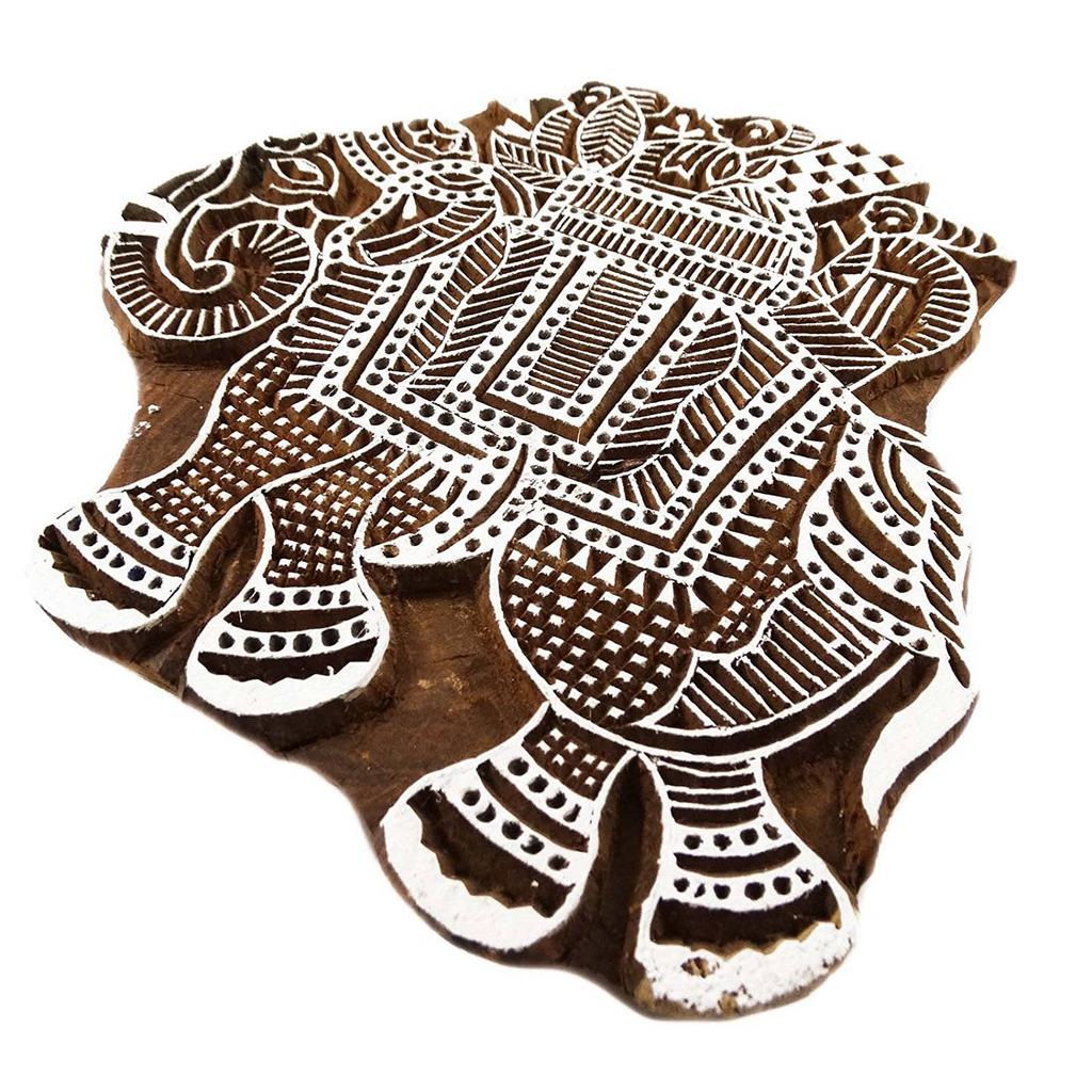 Деревянные блоки ручной работы с изображением слона Текстильная печать на краевой марке ткани
