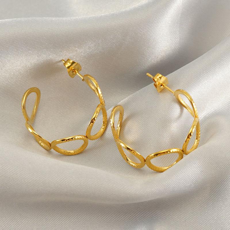 Модные серьги-кольца из нержавеющей стали, нишевые универсальные серьги для женщин