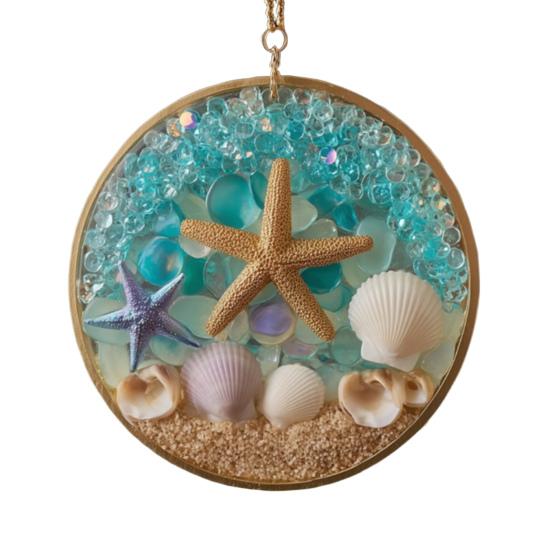 Подвесное украшение «Морская звезда и ракушка» Акриловый декор в прибрежной тематике для рождественской елки