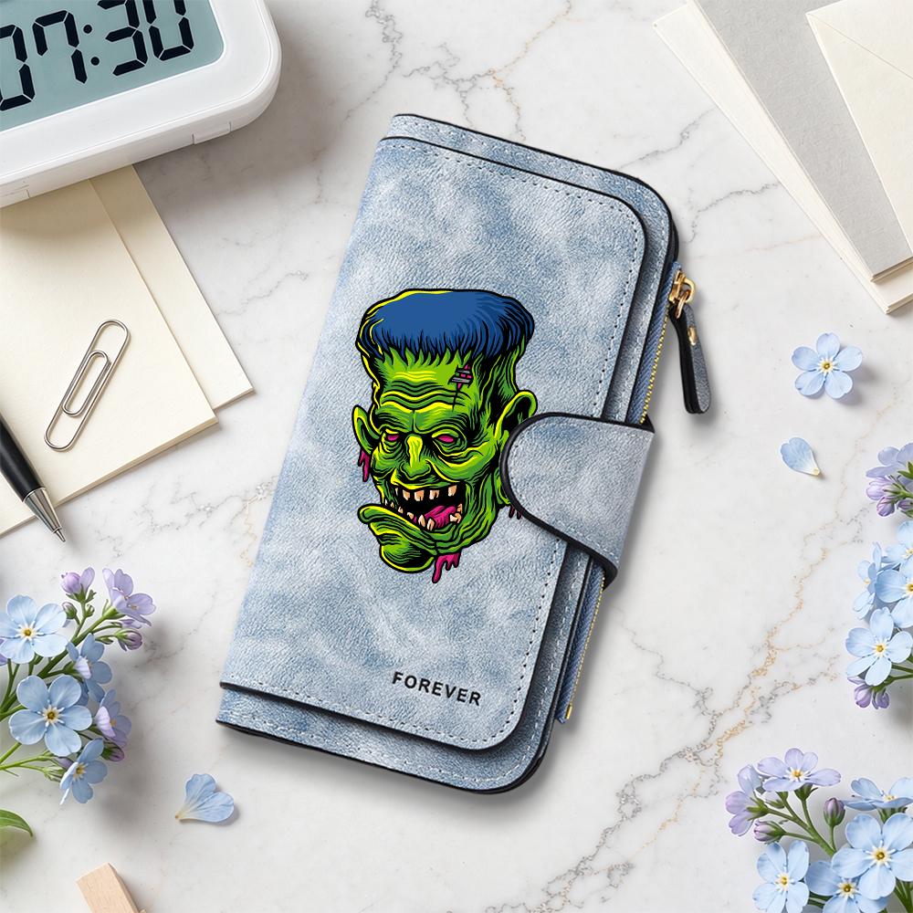 Gothic Frankenstein Print Long Wallet Fashion Multifunctional Portable Daily Card Holder Coin Purse