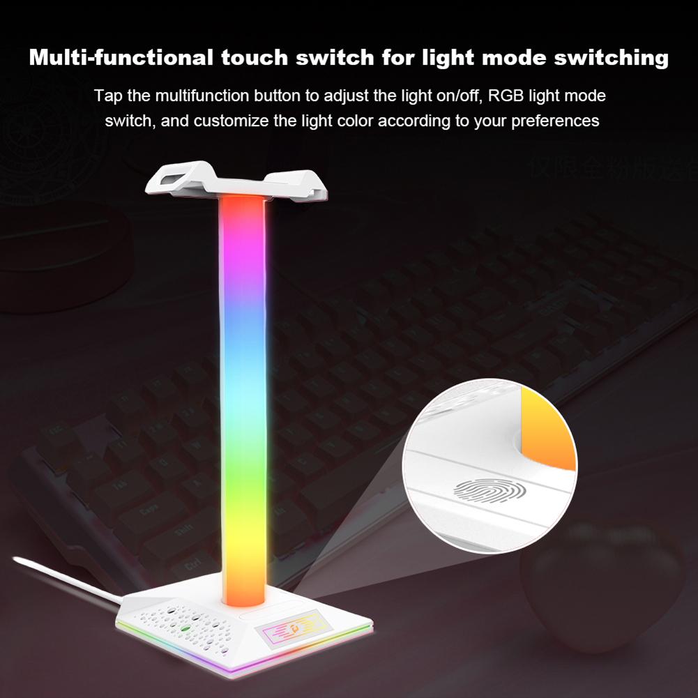 RGB Gaming Headphone Stand Glow Earphone Rack Dual USB Ports Desktop Display Bracket Headset Hanger For PUBG Computer Gamer