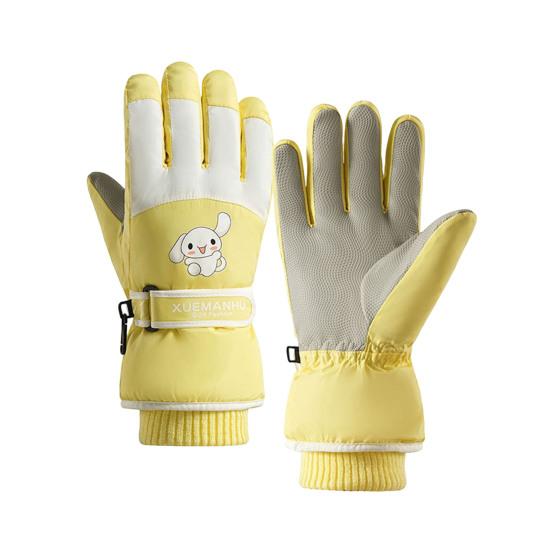 Детские лыжные перчатки для холодной погоды, сноубординга, катания на санях, ветрозащитные бархатные теплые варежки с сенсорным экраном