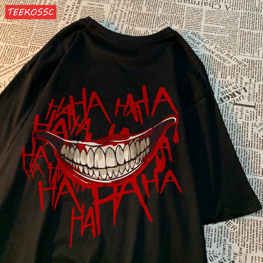 Summer Cotton Women TShirts Evil Clown Smile Printed Streetwear Soft Oversize ONeck Short Sleeve Casual Street Female Clothes