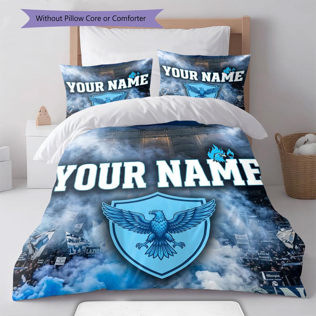 Custom Name,SS Lazio Pattern Bedding Home Decoration Birthday Gift ( 1 duvet cover + 2 pillowcase, without core),fan merchandise.