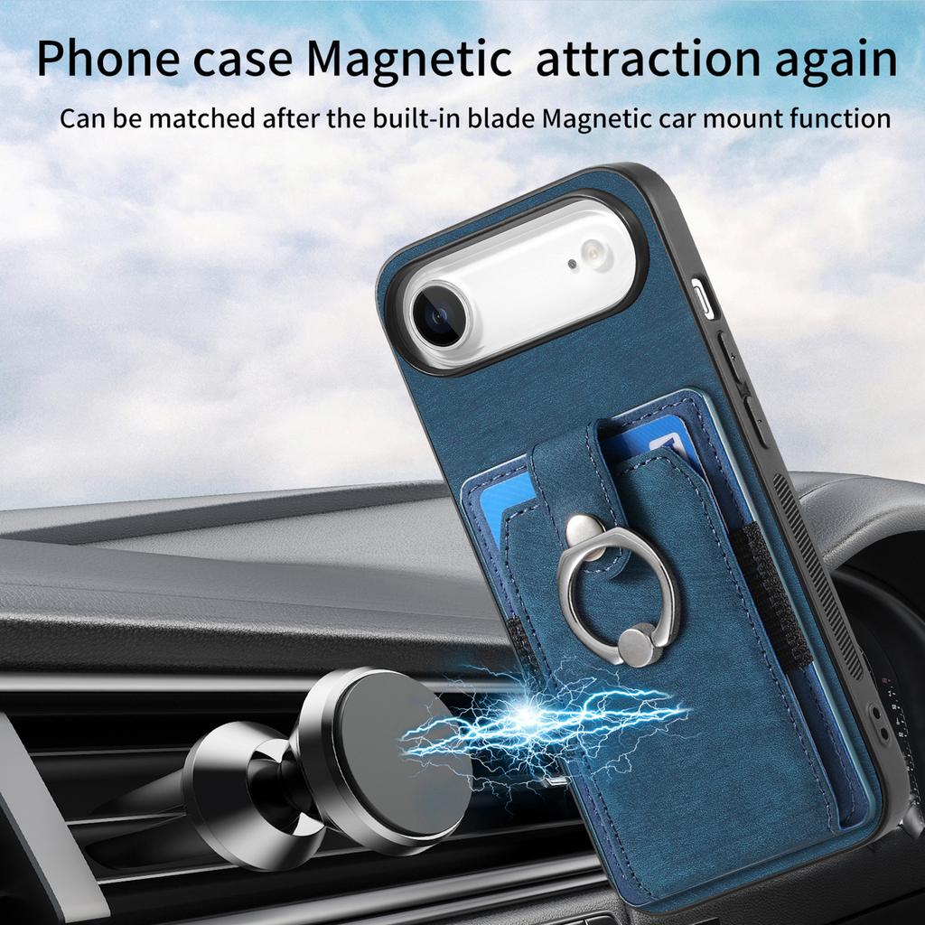 For iPhone Air Phone Case Leather Back Cover with Card Slots Kickstand