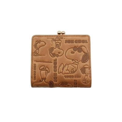 Кошелек бифолд с застежкой-клипсой Nadaya vin PEANUTS Snoopy с монограммой Joe Cool, бежевый, натуральная коровья кожа, В100 х Ш100 х Г30мм, 73008