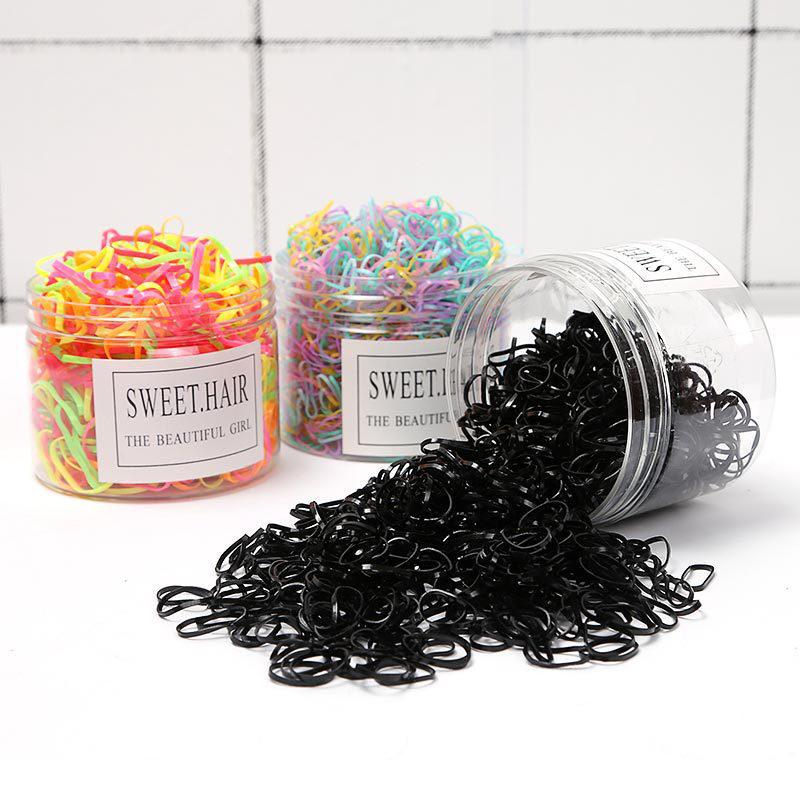 500 прочных черных резинок для волос для детей — бережные к волосам, прочные, толстые, одноразовые