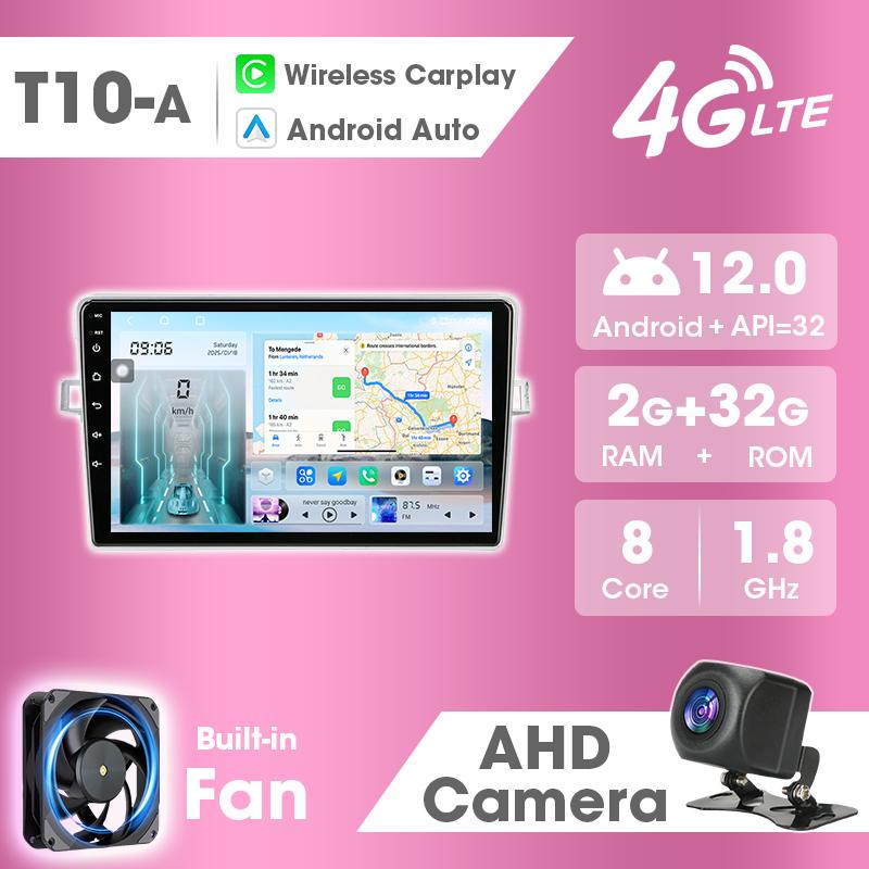 Lecteur multimédia GPS Android Auto, autoradio, Carplay, stéréo DSP, 4G WIFI, écran d'affichage lumineux pour Toyota Verso AR20 2009-2018 2 Din
