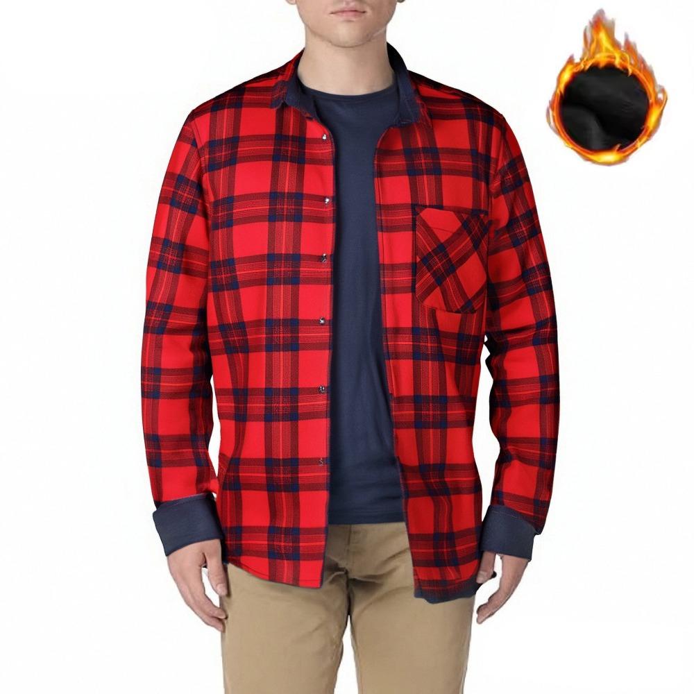 Американский размер Мужская рубашка с длинным рукавом Осень Зима Теплая Плюс Флис Утолщенная Клетка Большой размер Мода Не требующая глажки