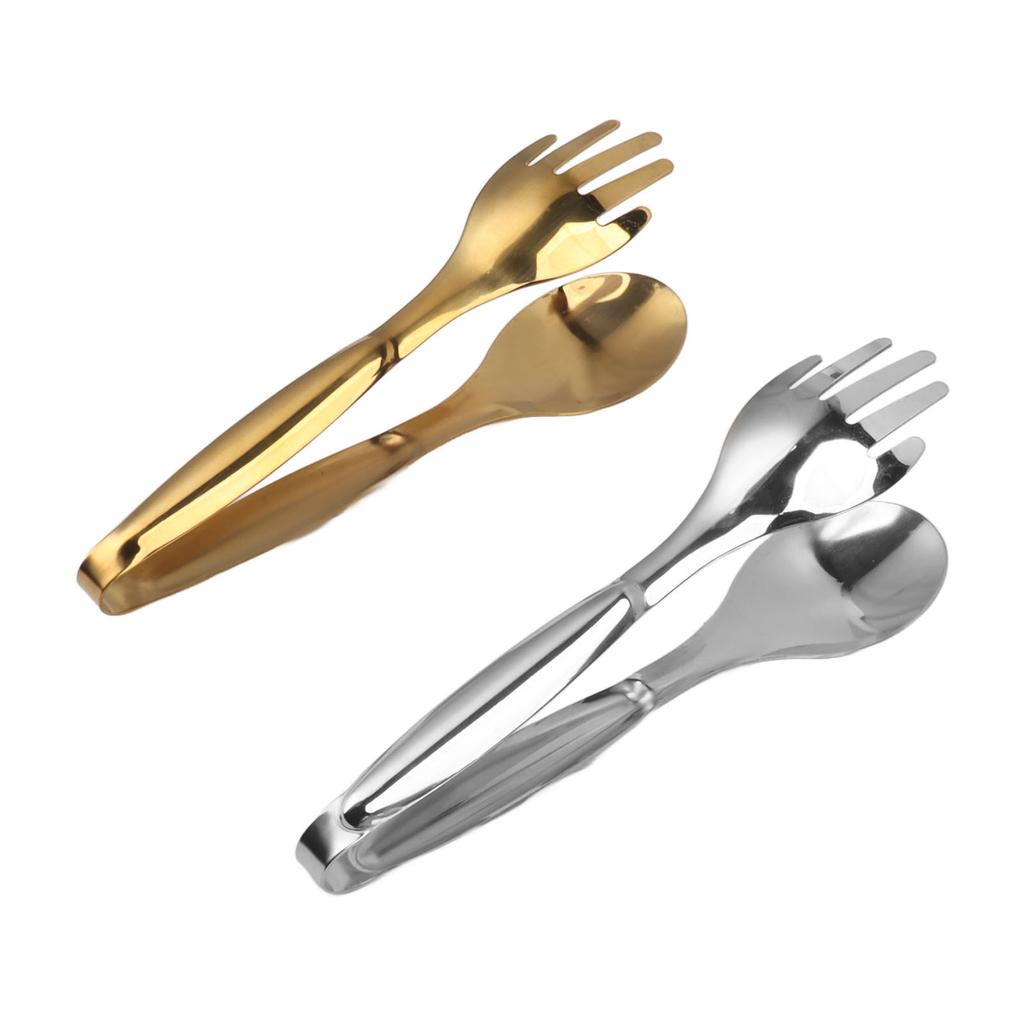 2 шт. Ложка Вилка Щипцы Маленькие сервировочные щипцы Нержавеющая сталь Зажим для еды Салатные щипцы для выпечки Буфет Кухонные аксессуары