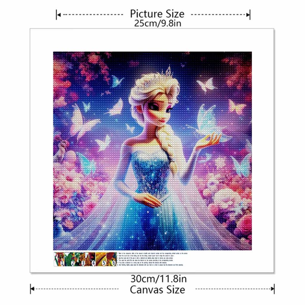 5D DIY Diamond Painting Decorative Elsa and Butterfly Full Round Drill Scenery Diamond Embroidery Cross Stitch Kits Home Decor Gift
