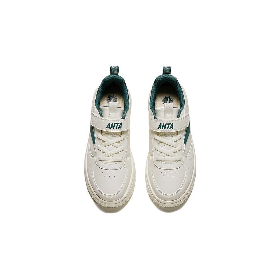 Anta Удобные универсальные повседневные нескользящие амортизирующие износостойкие дышащие низкие детские кроссовки для скейтбординга детские кроссовки белые зеленые A312348031-1
